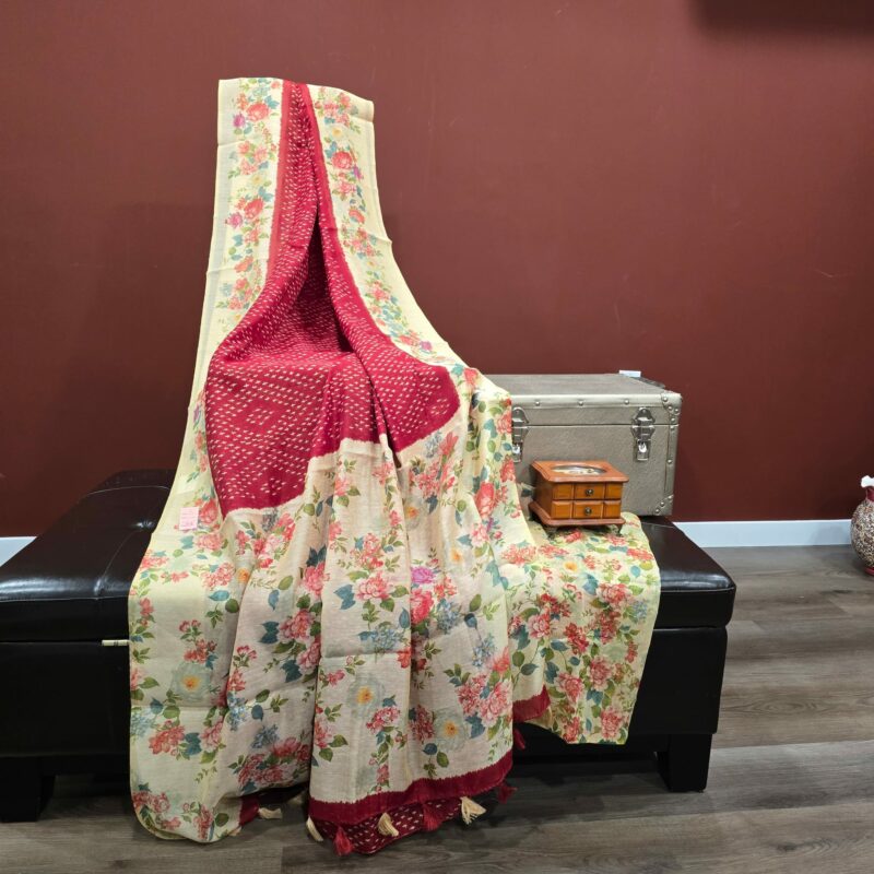 Soft  mixed Cotton printed Saree RR01