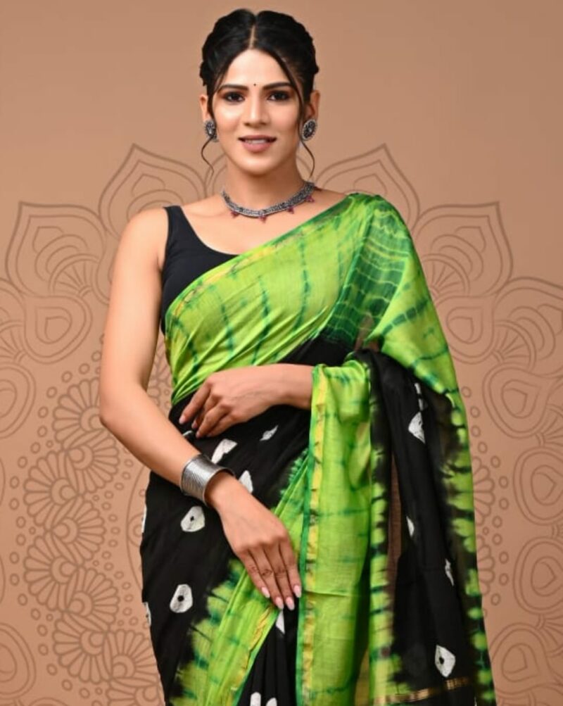 Hand block print chandri saree SD02  CAD $80   USD $55